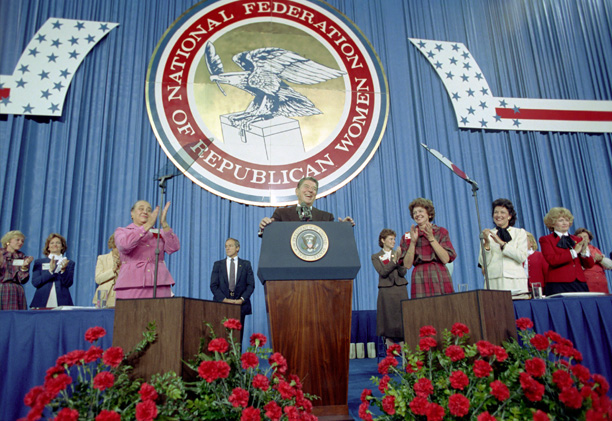 President Ronald Reagan addresses the NFRW 22nd Biennial Convention in 1983.